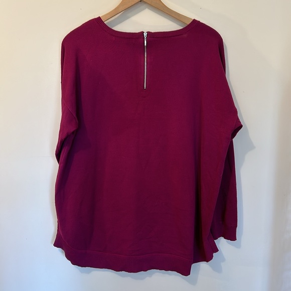 Cable & Gauge Women’s Burgundy Pullover Accent Zipper Sweater Size 1X - Picture 3 of 6